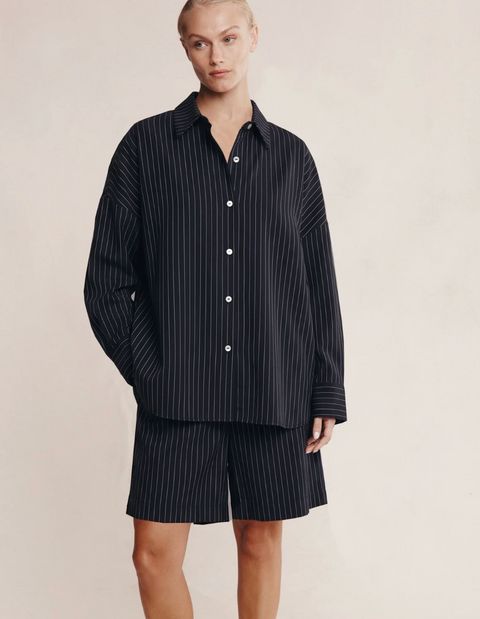Marle Mella Shirt - Black Pin Stripe