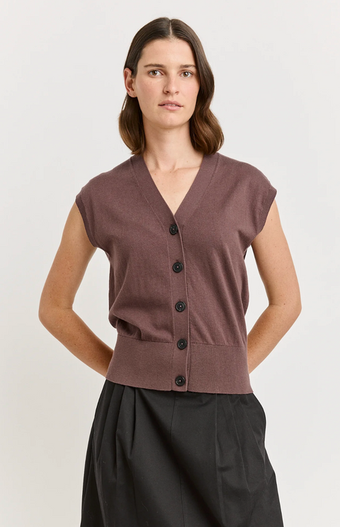 Toorallie Relaxed Button Tank - Cacao
