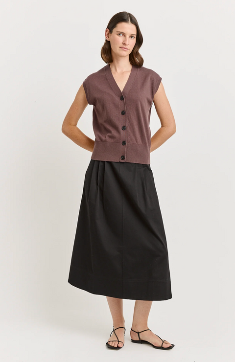 Toorallie Relaxed Button Tank - Cacao