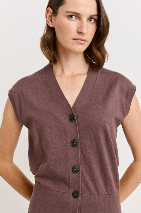 Toorallie Relaxed Button Tank - Cacao