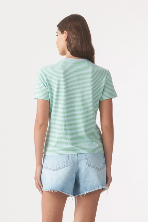 Outland Denim Ivy Stripe Tee - Green/Blue Stripe