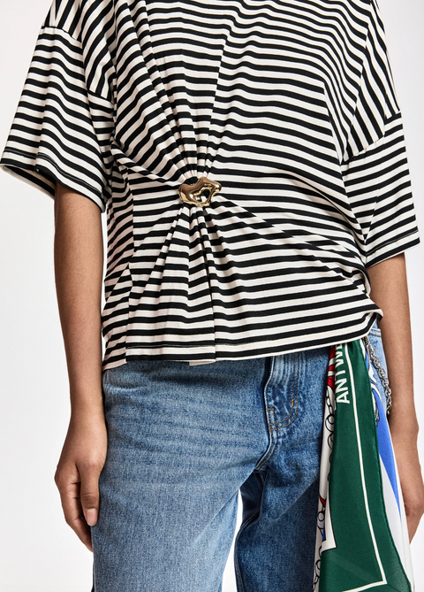 Essentiel Antwerp Kriss Striped Tee - Black/Off White