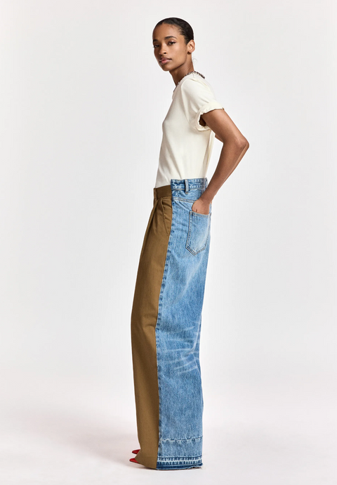 Essentiel Antwerp Krisp Fabric Mix Jeans - Blue/Brown