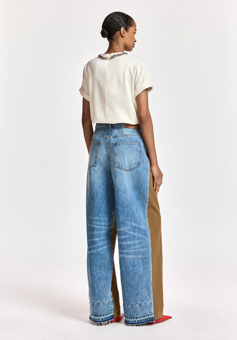 Essentiel Antwerp Krisp Fabric Mix Jeans - Blue/Brown