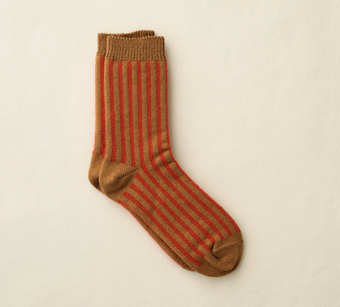 Yahae Organic Cotton Mohair Stripes Socks - Orange