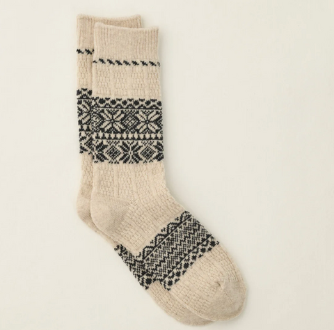 Yahae Wool Organic Cotton Snow Pattern Socks - Beige