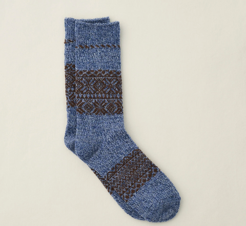 Yahae Wool Organic Cotton Snow Pattern Socks - Blue
