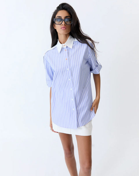 Eder by Anna Bellini Shirt - Blue Pinstripe