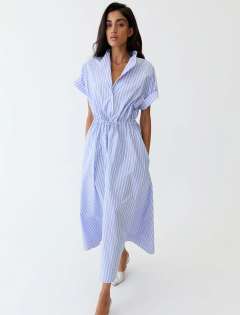 Eder by Anna Esme Dress - Blue Pinstripe