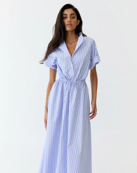 Eder by Anna Esme Dress - Blue Pinstripe