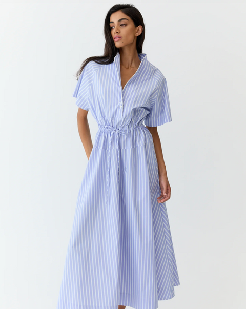 Eder by Anna Esme Dress - Blue Pinstripe