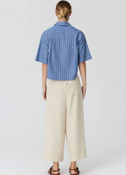 POL Clothing Aubin Camp Shirt - Blue/Butter