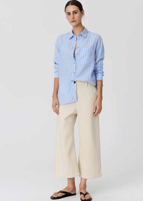 POL Clothing Aubin LS Shirt - Blue/Pink