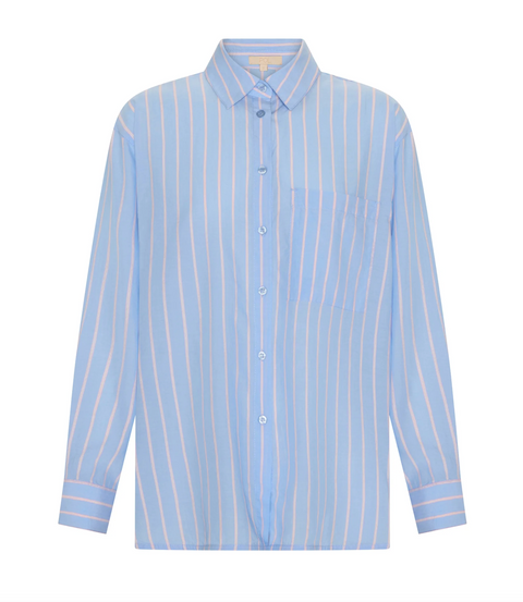 POL Clothing Aubin LS Shirt - Blue/Pink