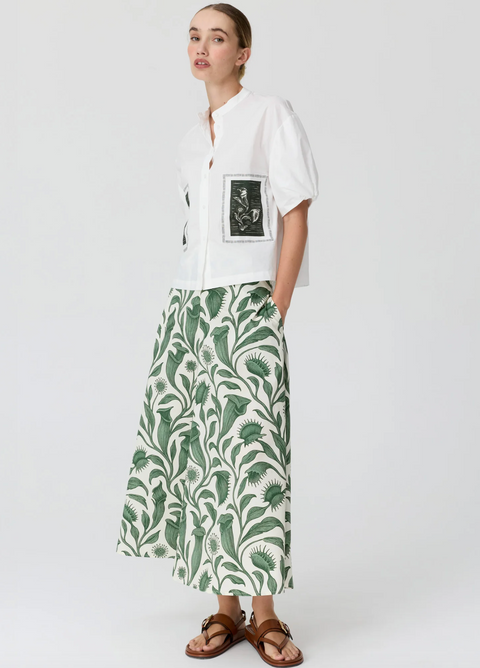 POL Clothing Botanica Patch Camp Shirt - White