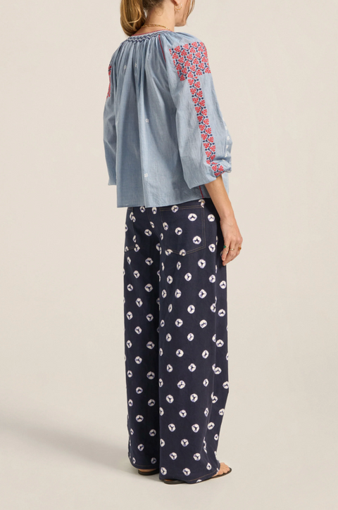 Ilio Nema Helle Blouse - Blue Chambray