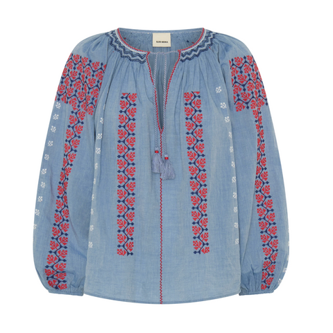 Ilio Nema Helle Blouse - Blue Chambray