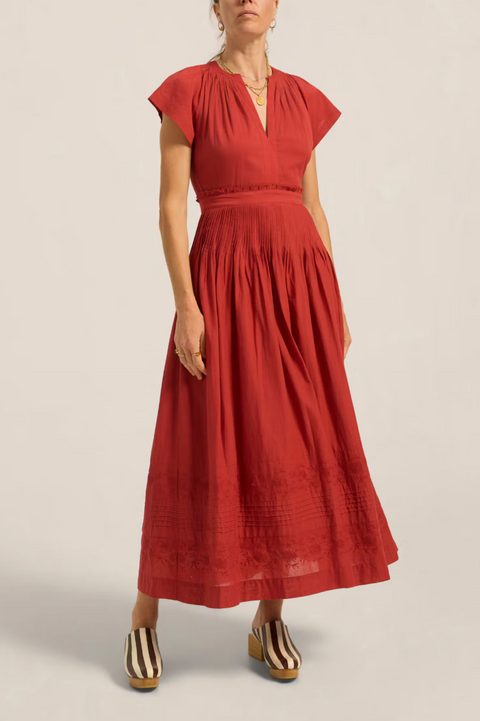 Ilio Nema Loula Dess - Red Cotton Voile