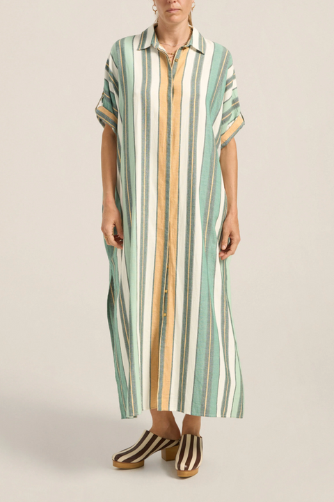 Ilio Nema Melanie Caftan - Green Fez Stripe