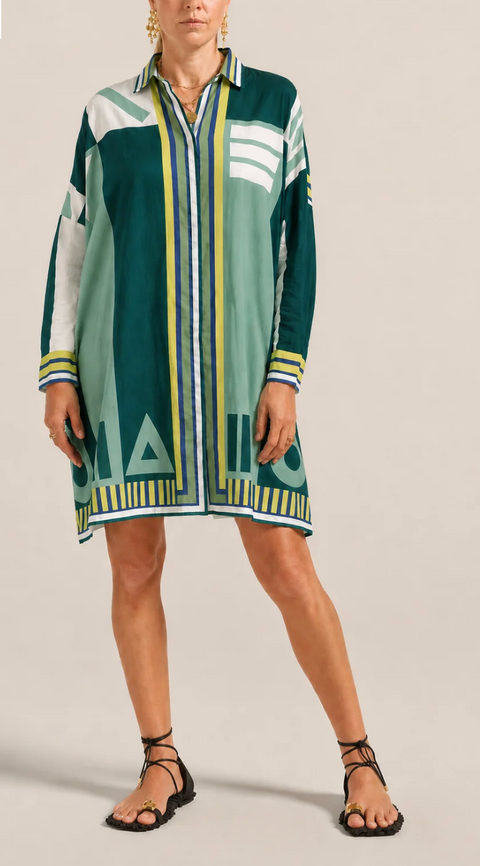 Ilio Nema Artemis Shirtdress - Green Sarong Voile