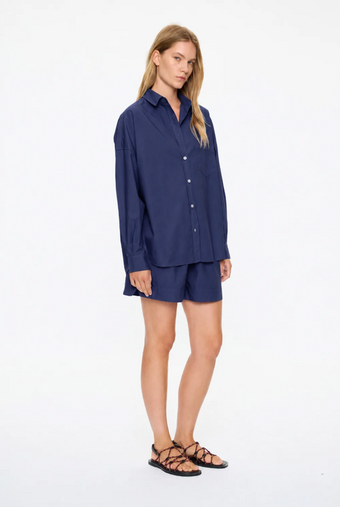 LMND Chiara Classic Long Sleeve Shirt - Navy