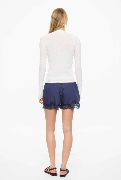 LMND Lumi Shorts with Lace Trim - Navy