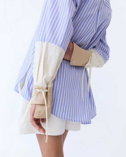 Eder by Anna Saya Shirt - Blue Latte Pinstripe