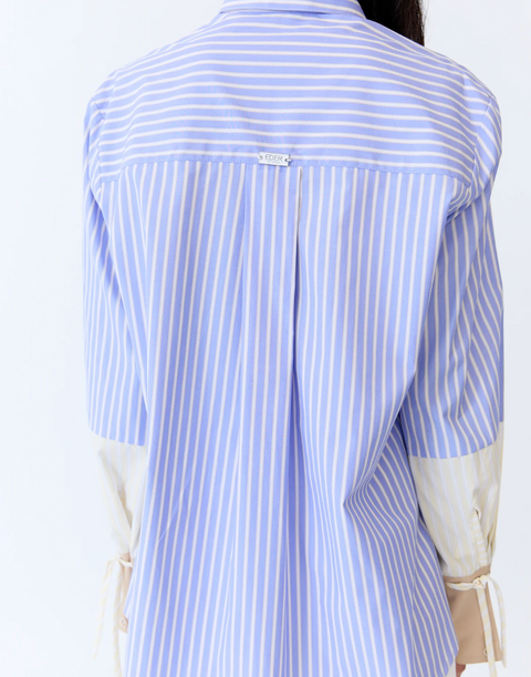 Eder by Anna Saya Shirt - Blue Latte Pinstripe