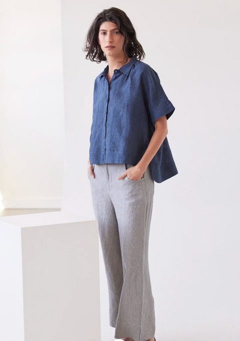 Eva's Sunday Lumi Collared Shirt - Navy