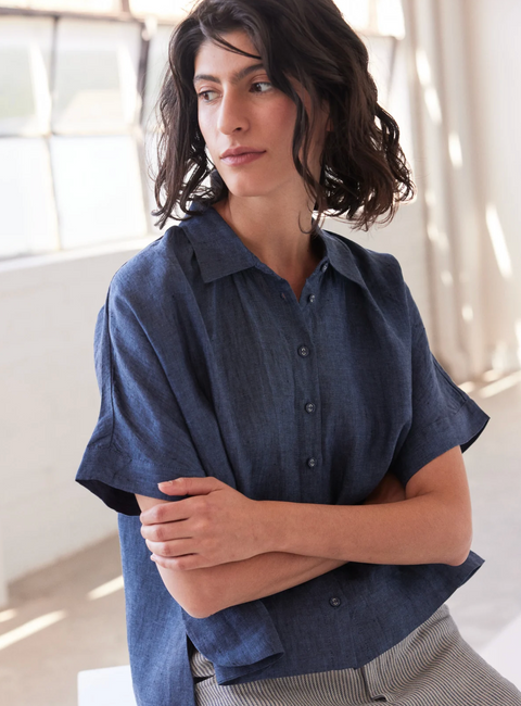 Eva's Sunday Lumi Collared Shirt - Navy