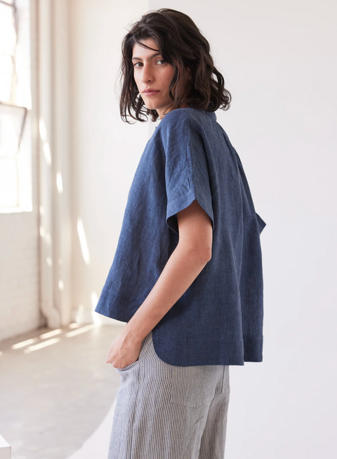 Eva's Sunday Lumi Collared Shirt - Navy