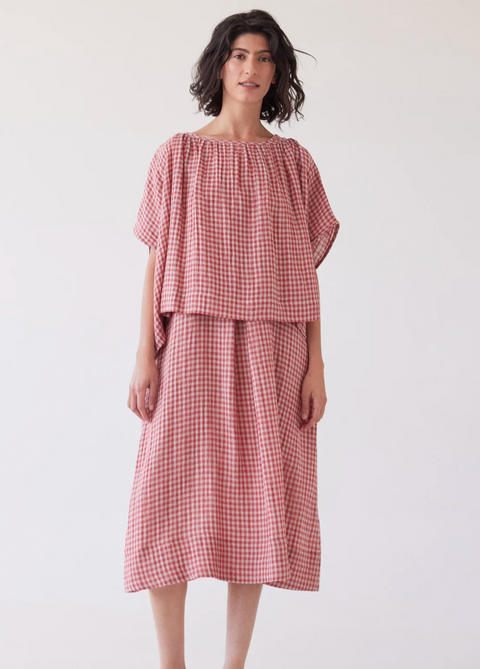 Eva's Sunday Poppy Layering Top - Burnt Sienna Gingham