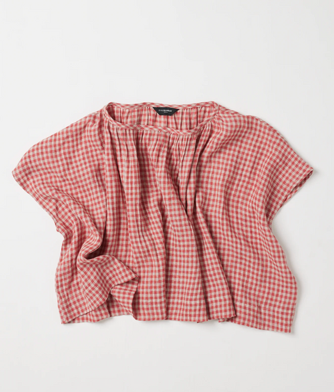 Eva's Sunday Poppy Layering Top - Burnt Sienna Gingham