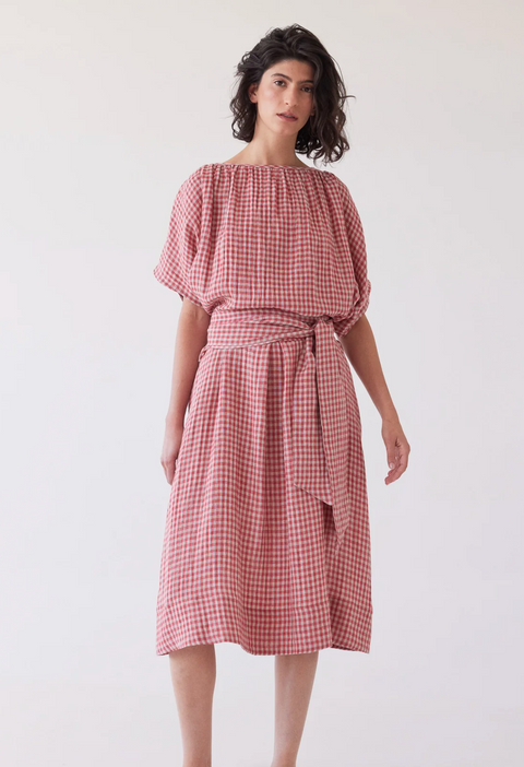 Eva's Sunday Poppy Layering Top - Burnt Sienna Gingham
