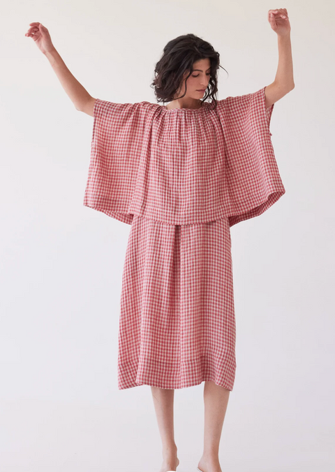 Eva's Sunday Poppy Layering Top - Burnt Sienna Gingham