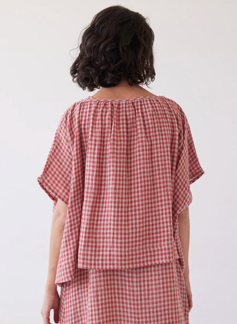 Eva's Sunday Poppy Layering Top - Burnt Sienna Gingham