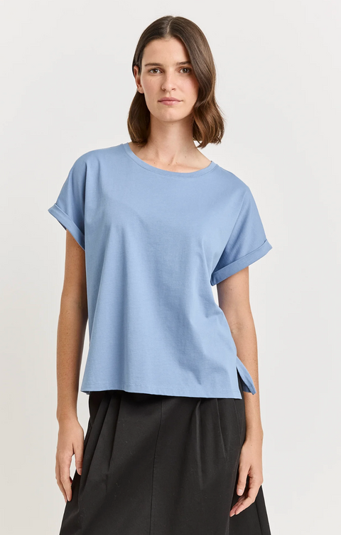 Toorallie Organic Cotton Roll Sleeve Tee - Mist