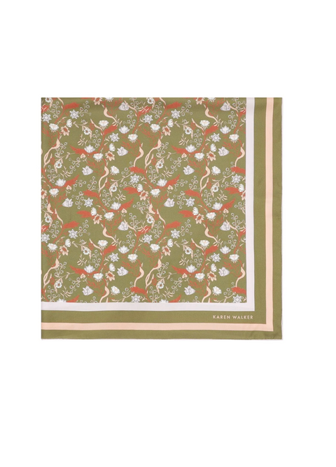 Karen Walker Whimsy Floral Classic Scarf - Olive Multi