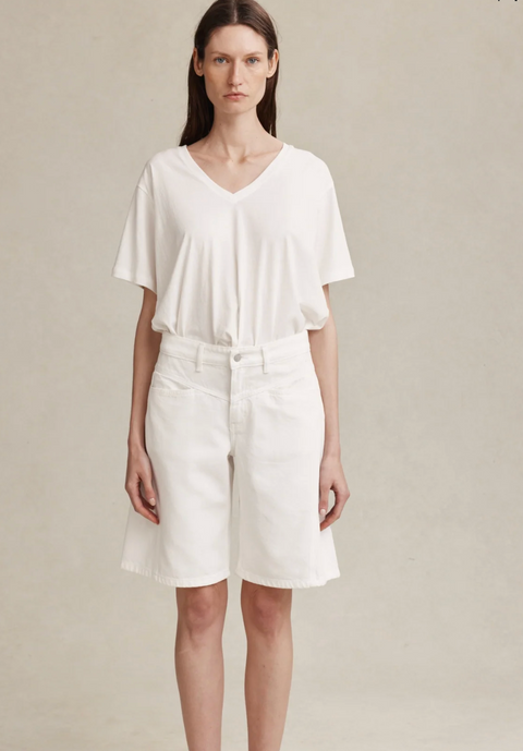 Marle Cross Stitch Jean Short - Blanc