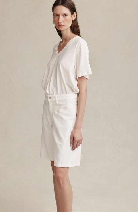 Marle Cross Stitch Jean Short - Blanc