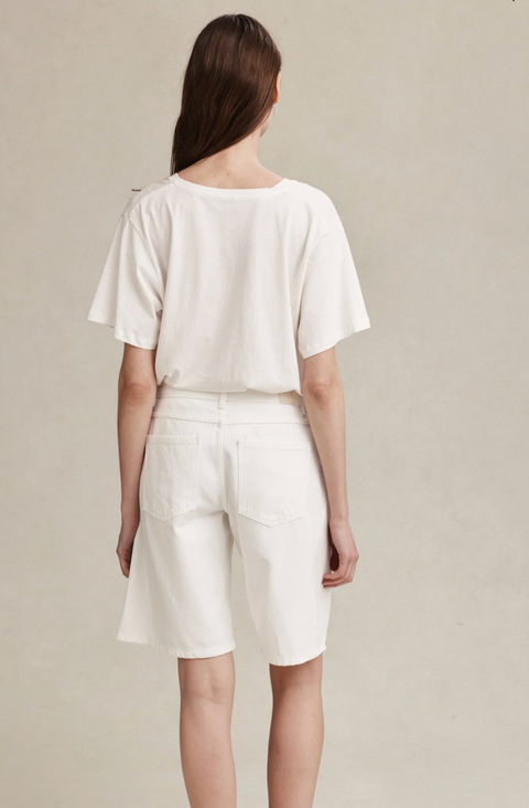 Marle Cross Stitch Jean Short - Blanc