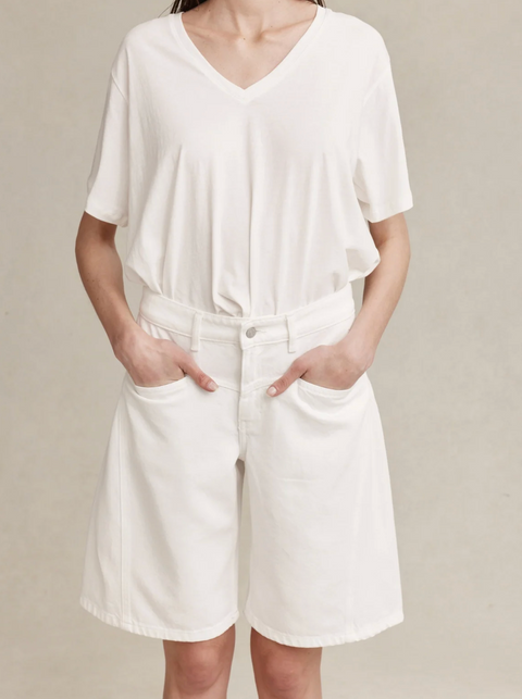 Marle Cross Stitch Jean Short - Blanc