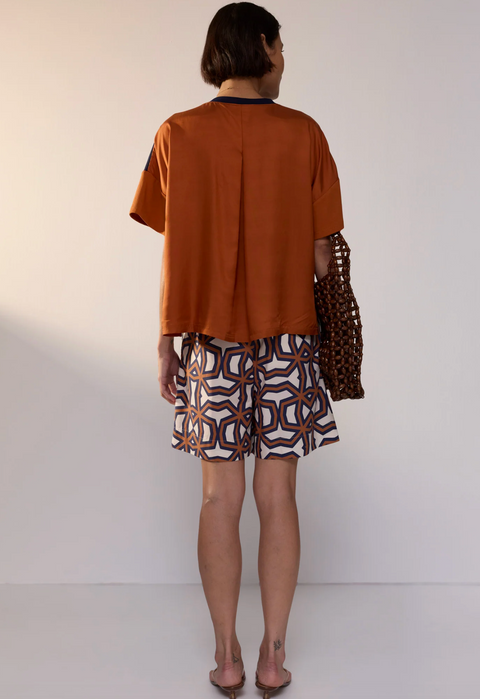 POL Clothing Wade Multimedia Tee - Ink/Coffee