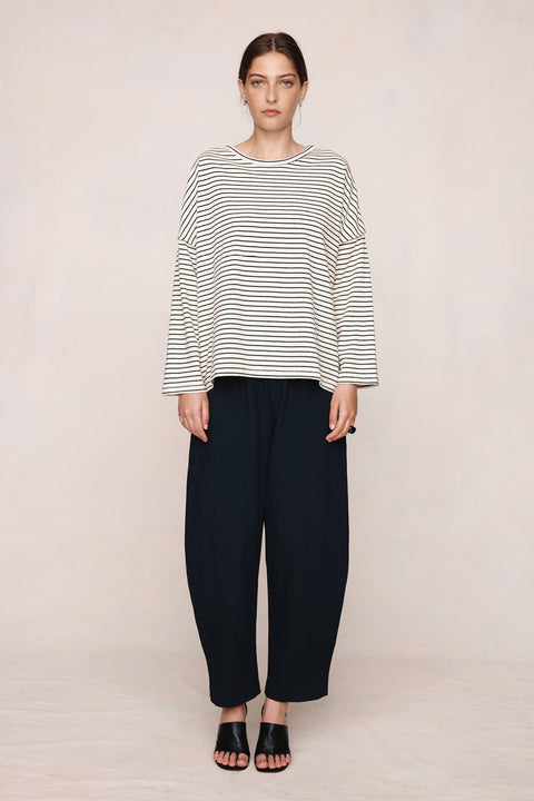 Marle Yelena Top - Ivory / Black Stripe