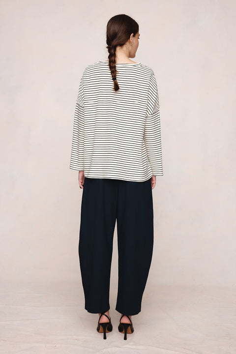 Marle Yelena Top - Ivory / Black Stripe
