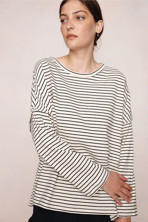 Marle Yelena Top - Ivory / Black Stripe